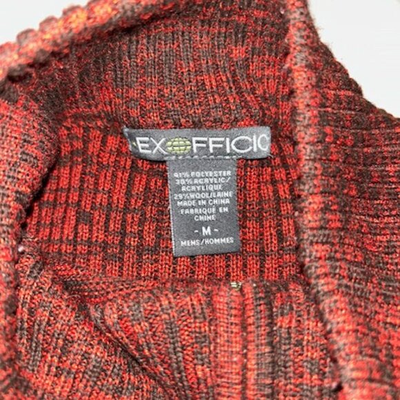 Exofficio 1/2 Zip Mens Wool Blend Sweater Pull-over Red/black Mock Medium - Picture 3 of 8